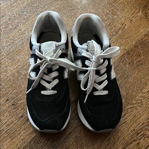 New Balance 574+ Black and White Platform Trainers 8.5 W